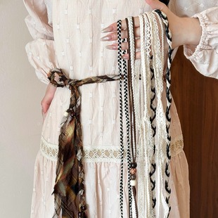 波西米亚百搭编织细腰带女2025新款 民族风腰绳高级感腰链系腰配饰