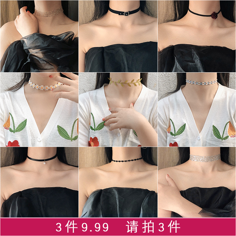 皮绳项链女小众锁骨链网红脖子饰品简约气质颈带项圈choker脖链