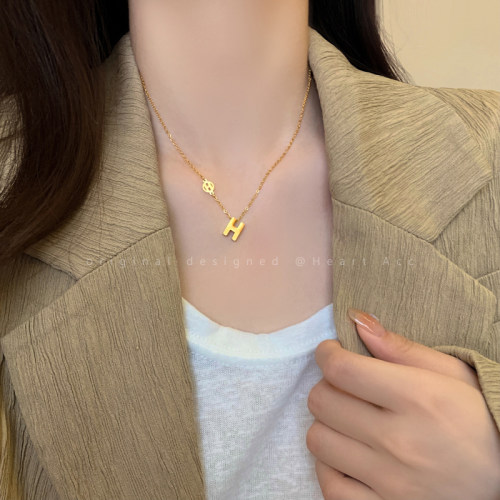 H字母钛钢项链女不掉色高级感