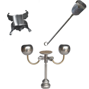 百灵鸟用食罐鸟碗不锈钢五节伸缩站台凤头云雀水碗粪铲鸟笼配件