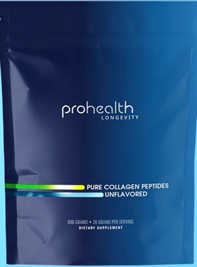 美国ProHealth纯胶原蛋白肽粉600克头发皮肤指甲关节生物素烟酰胺