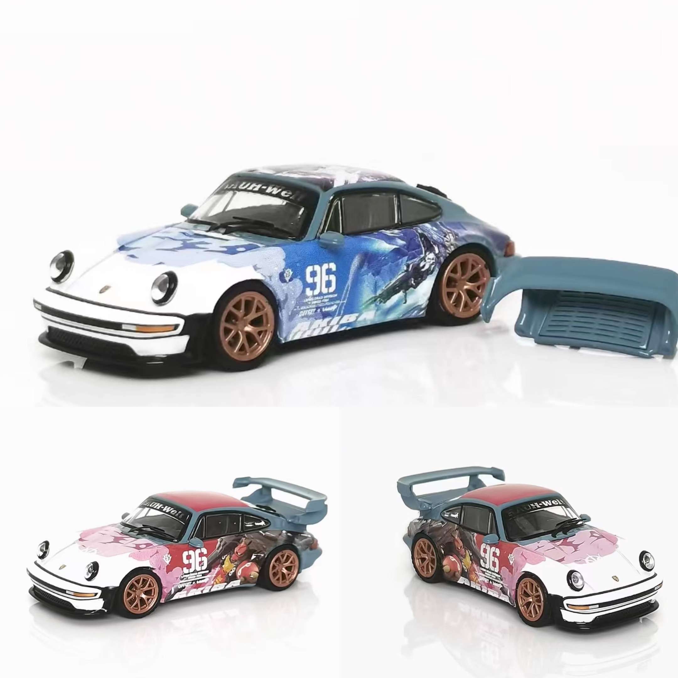 RM犀牛 1:64 保时捷Singer Turbo Study 930 GT尾翼 合金汽车模型