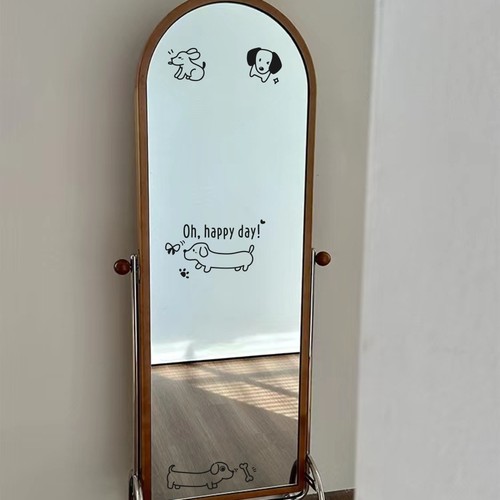 治愈系卡通腊肠狗镜子装饰贴纸