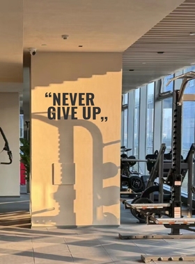 NEVER GIVE UP英文励志标语健身房运动馆镜子玻璃背景墙装饰墙贴