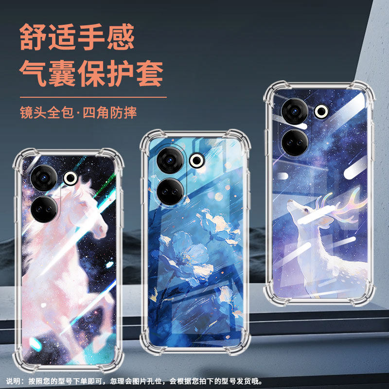 适用传音tecnocamon20气囊手机壳唯美白鹿camon20