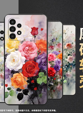适用三星a02s手机壳sm-a037f男女款a04e防摔samsunga14保护套蔷薇花galaxya9s商务a03core高级磨砂壳
