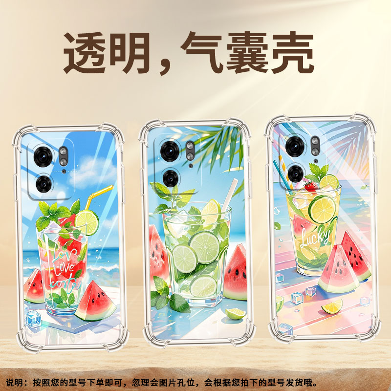 适用MotoS50Neo手机壳Edge30Fusion潮流摩托罗拉S30Pro气囊壳夏天冰饮简约MotoG85防摔Edge+2023保护套