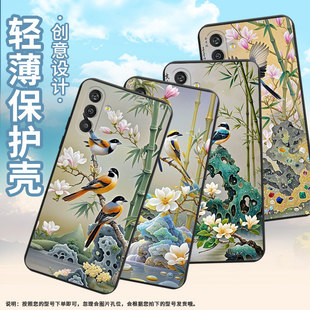 适用三星M55手机壳防摔SamsungF14高级伯劳鸟三星M55s磨砂壳GalaxyS20FanEdition中国风SM-M558B保护套