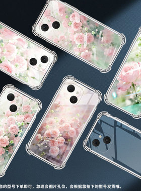 适用传音tecnospark40pro气囊壳spark40四角防摔tecnospark40c手机壳spark40pro+潮流蔷薇花km5保护套