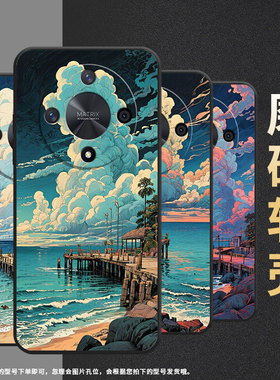 适用荣耀x9a手机壳ali-nx1商务x9c纯黑色海边景区x40防摔v40轻奢版ali-an00软壳x50gt硅胶荣耀v40保护套