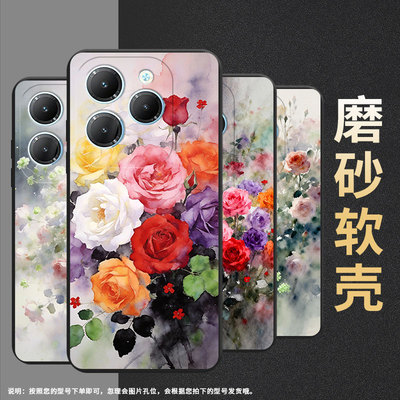 适用传音InfinixHot40Pro手机壳Hot30PlayNFC潮流磨砂壳InfinixHot40i防摔商务蔷薇花Hot30Play保护套