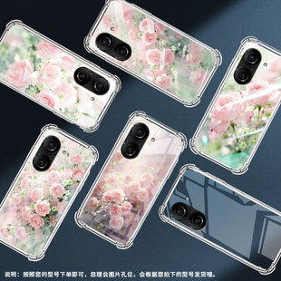 适用华硕zenfone9手机气囊壳asusrog9fe硅胶蔷薇花四角防摔zenfone10手机壳华硕rog6蝙蝠版个性保护套