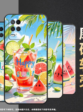 适用realmenarzo30手机壳narzon53黑色rmx3430水彩风格真我narzo50i保护套50iprime防摔rmx3761硅胶软壳