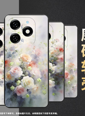 适用传音TecnoPop9手机壳时尚Pop7Pro高级感梦幻蔷薇花TecnoPop7磨砂壳TecnoPop8全包边中国风KL8H保护套