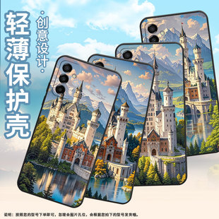 M145F黑色M20硅胶M21s保护套 M105F全包边samsungM12磨砂壳M10防摔爆SM 适用三星M02手机壳M14湖泊 城堡SM