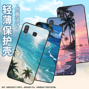 适用三星A7手机壳C9Pro防摔SamsungJ4Plus海边椰树SM G8870耐磨GalaxyA01Core保护套 J610F三星A6s高级SM