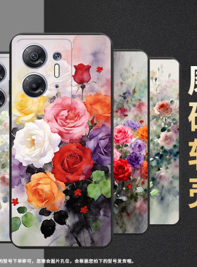 适用传音InfinixHot30iNFC手机壳商务蔷薇花InfinixHot30i中国风高级感X669C磨砂壳Hot30全包边保护套