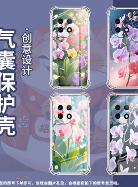 适用一加8Pro手机壳一+Ace2中国风蝴蝶兰1加10Pro四角防摔1+Ace3气囊壳OnePlus11R防摔0neplus保护套