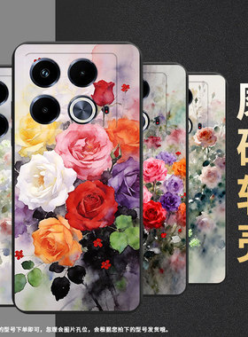 适用传音InfinixNote40Pro手机壳Note40Pro+磨砂壳InfinixNote40高级感潮流X6850蔷薇花中国风保护套