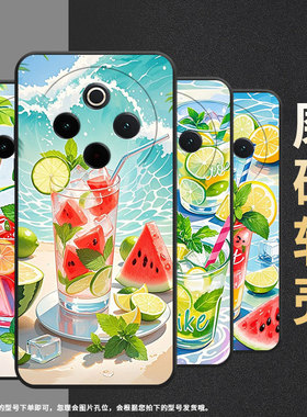 适用vivoY78手机壳Y78Plus全包边V2271A纯黑色viviY200Pro硅胶Y300Pro+耐磨夏天冰饮商务vivoY100保护套