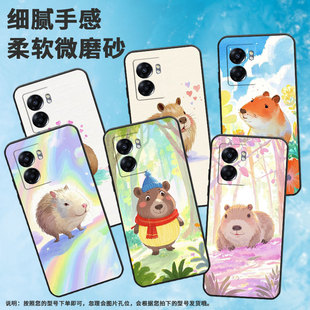 适用OPPOOA57S手机壳4G2022国外PFTM20硅胶0pp0A58x纯黑色CPH2577高级A80/A74/A77防摔5G可爱的小水豚保护套