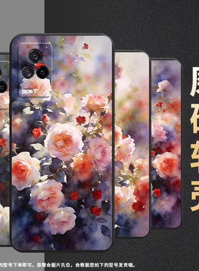 适用iqoo12手机壳iqoo3男女v2024a商务爱酷7磨砂壳iqoo9黑色iqoo9se全包v2304a硅胶iqoo13朦胧蔷薇花保护套