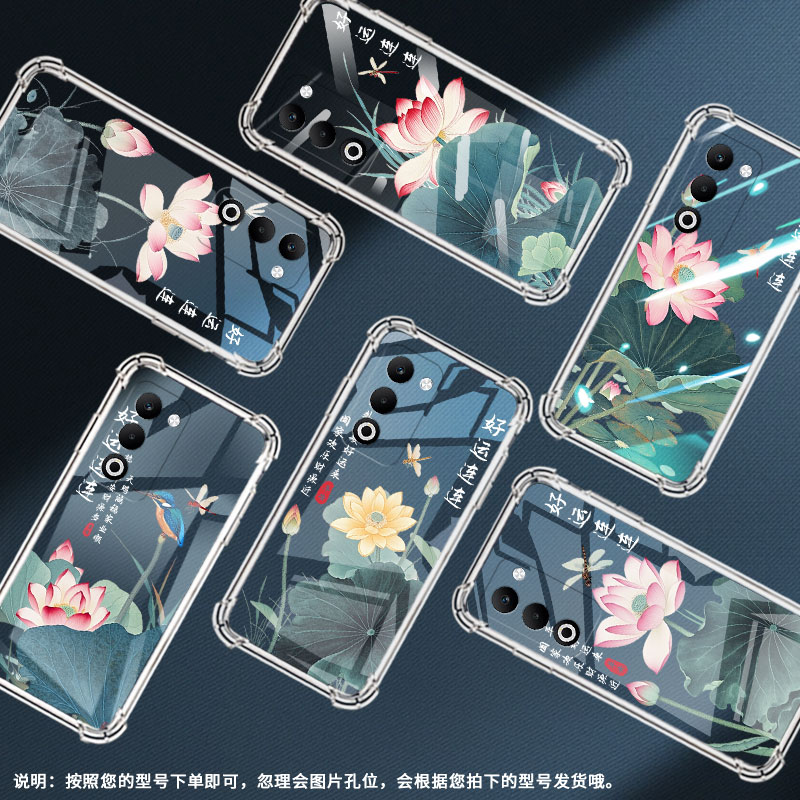 适用OPPOReno14手机壳0pp0A5x国际版男女款荷花好运OPPOReno14F防摔OPPOFindX8S气囊壳OPPOK13商务保护套