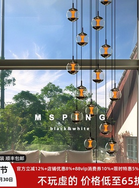 余晖复式旋转楼梯loft吊灯别墅公寓中空挑空客厅灯玻璃酒店