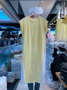 风琴百褶显瘦假两件中长款 韩国代购 夏季 T恤时尚 孕妇装 休闲连衣裙