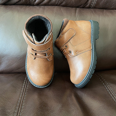 棉鞋皮靴儿童冬季二棉鞋真皮