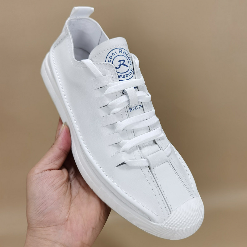 欧洲站纯皮小白鞋男2025秋季透气真皮潮鞋白色休闲板鞋软底驾车鞋