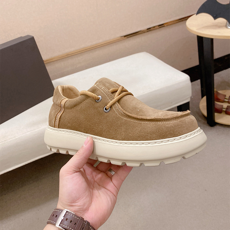 冬季男士厚底保暖羊毛靴皮毛一体雪地靴系带休闲短靴切尔西靴棉靴