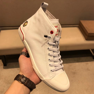 欧洲站男鞋秋冬款真皮高帮鞋运动小白鞋加绒保暖棉鞋休闲高邦板鞋