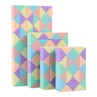 得力马卡龙百变魔尺24段36/48/72段幼儿园儿童益智魔方块玩具套装