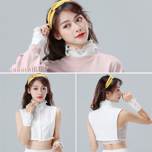 2019春秋冬季配毛衣卫衣假领子女百搭衬衫领荷叶边立领白衬衣领子