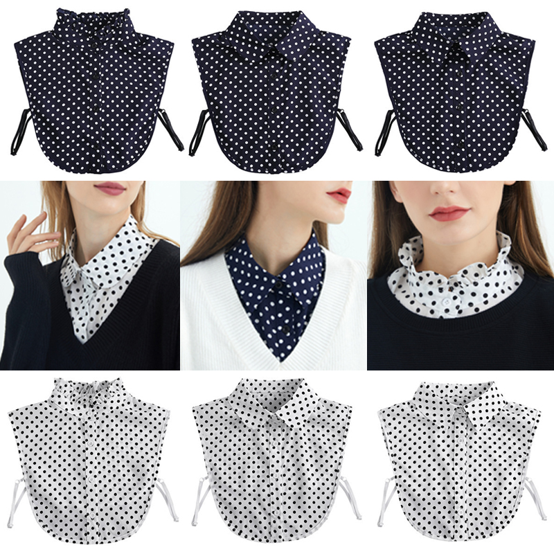 波点雪纺假衣领衬衫假领子女士
