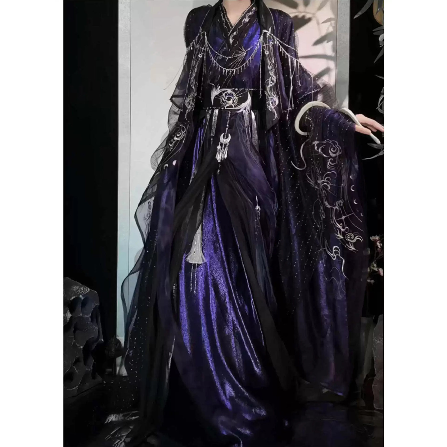 紫色汉服古风男女同款重工刺绣