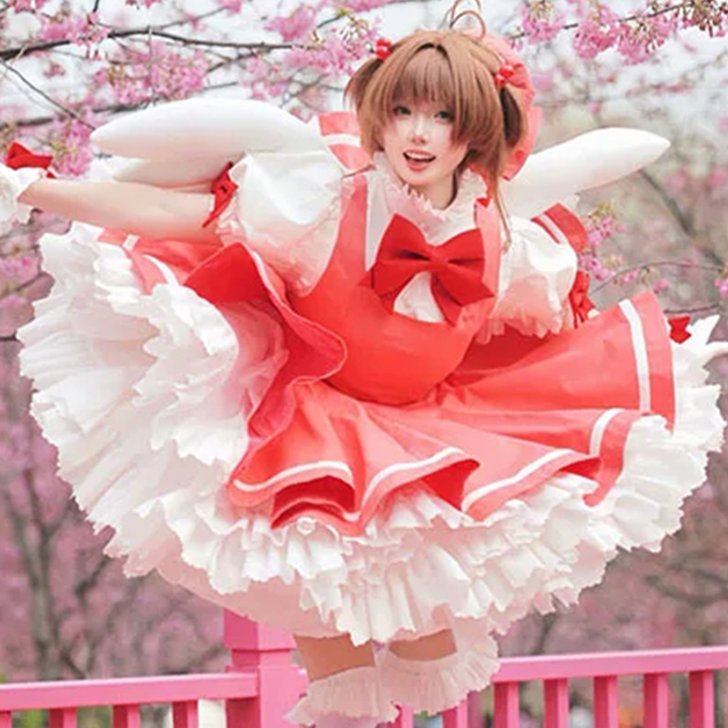 魔卡少女樱cos小樱红白战斗服cos