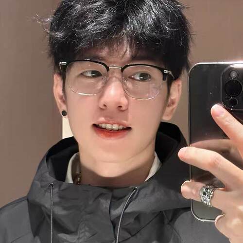 帅气近视眼镜男有度数100半框可配度数300-400-500-600-700-800度