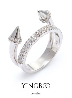 请勿靠近双层铆钉元素纯银戒指