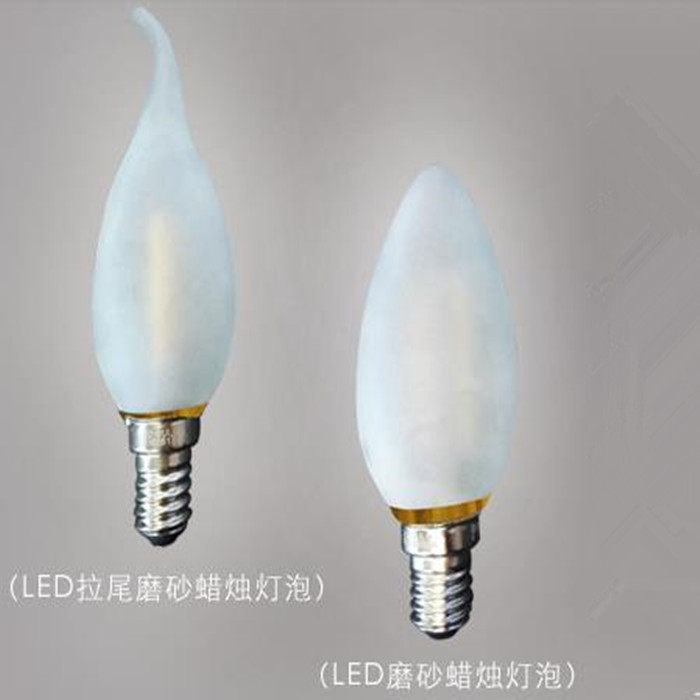 led灯泡磨砂尖泡e14小螺口拉尾泡玻璃尖头灯蜡烛灯暖黄白光电灯泡 - 实物图
