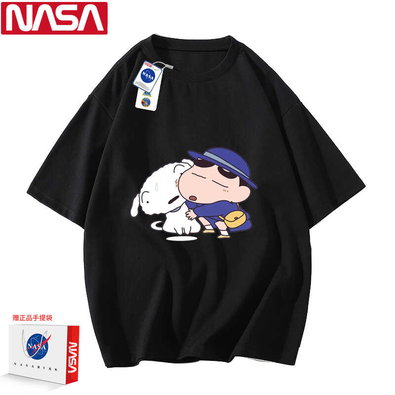 NASA新款动漫蜡笔小新潮牌情侣衣服男女时尚纯棉短袖夏季T恤半袖