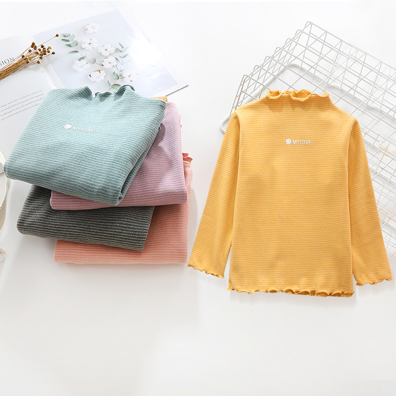 保暖儿童发热条纹打底衫女童休闲秋冬打底套头上衣内衣秋衣单件