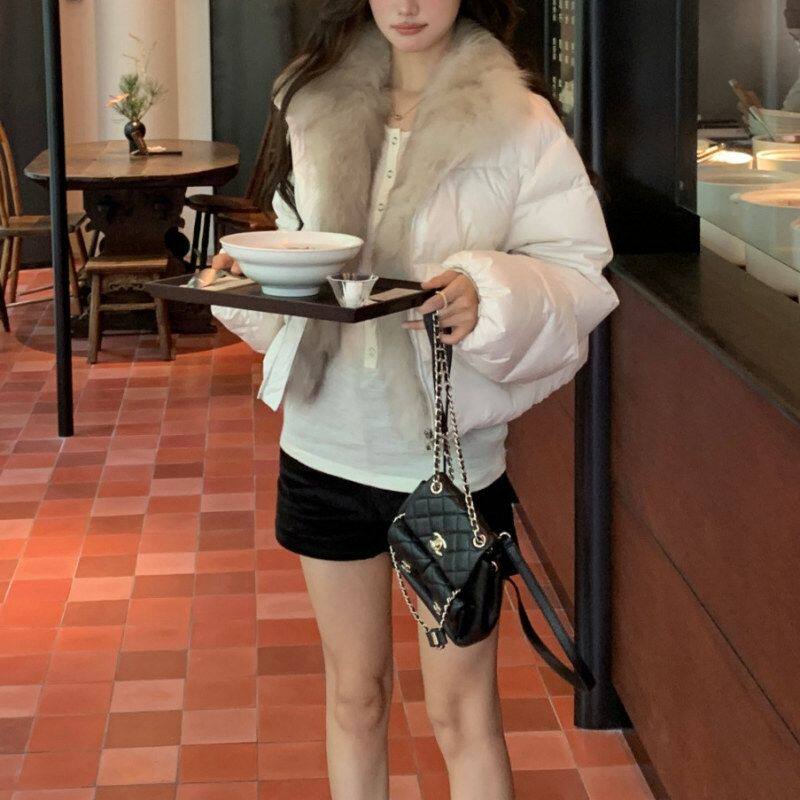 冬季新款短款羽绒服女狐狸毛领宽松加厚小个子韩版皮草面包服外套