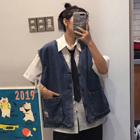 Tam giác tủ quần áo Cửa hàng phụ nữ Cowboy Vest Nữ Châu Âu Nhân dân xã hội Hàn Quốc Slim Net Áo khoác đỏ Nữ phiên bản Hàn Quốc - Áo vest quần áo nữ mùa hè đẹp