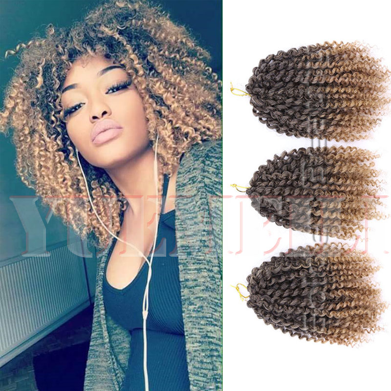 Freetress Kinky Curly Crochet Braids Hair 卷曲脏辫假发接发。2X新品爆款反弹麻花辫子，定制高温丝，丝质柔软，便于编织，一般情况下5-10件可以编织一整头的头发。如果想要其他颜色，请联系客户美眉。
