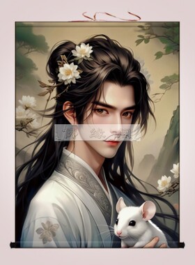 东北出马堂口供奉画灰家老鼠挂画