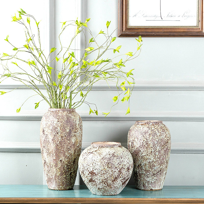 景德镇复古怀旧粗陶罐干花插花富贵竹花瓶客厅卧室电视柜桌面摆件,家居饰品,花瓶,淘宝优惠券,粉丝福利购,淘宝优惠卷
