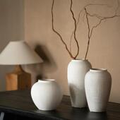 景德镇陶瓷花瓶轻奢高级感复古陶罐陶瓷客厅插鲜花装 饰侘寂风摆件