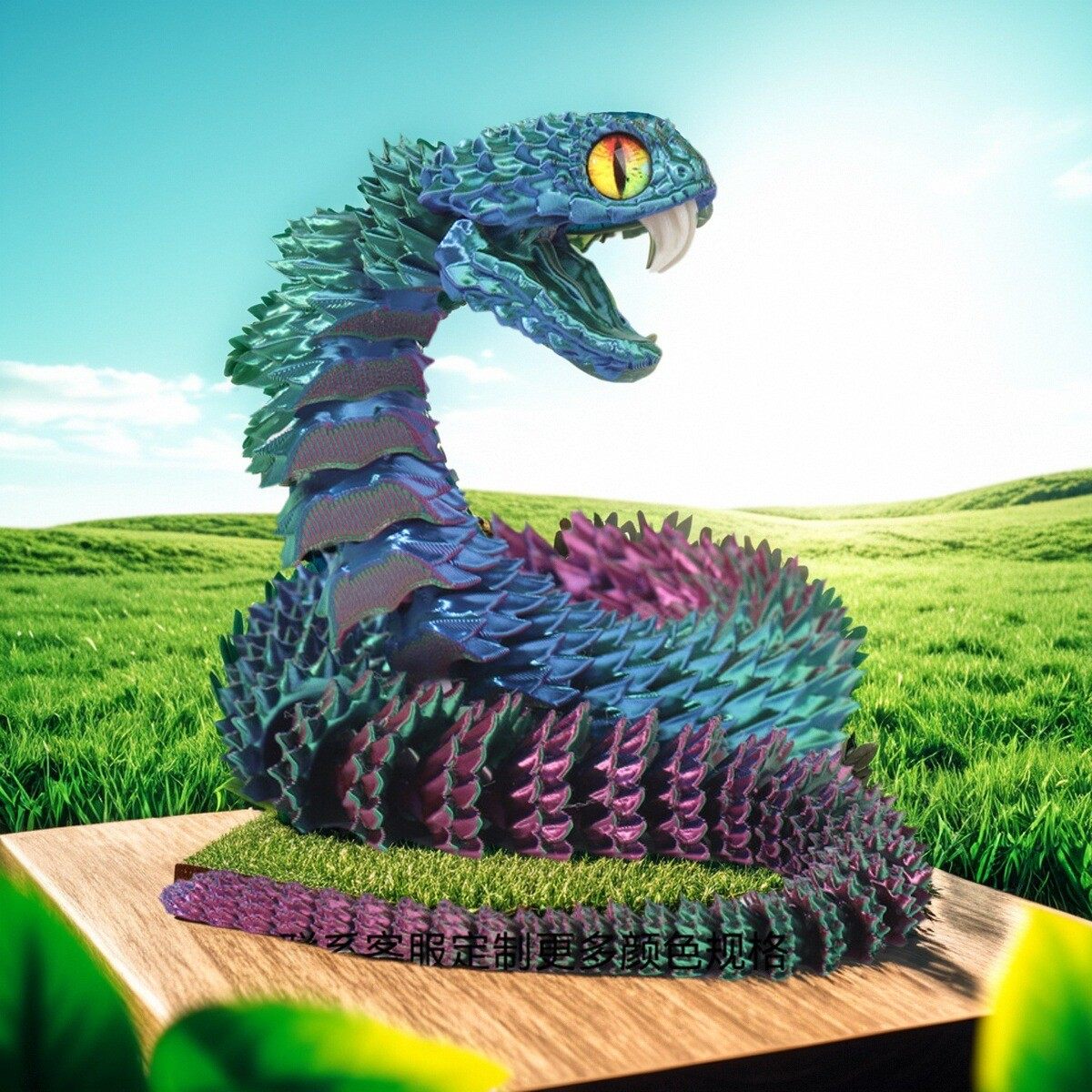 3d打印蛇带牙齿可张嘴30/45/60cm